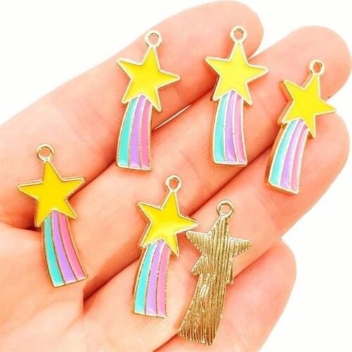 12pcs Shooting Star Charms Gold Enamel Bracelets Earring Pendant Jewelry Making