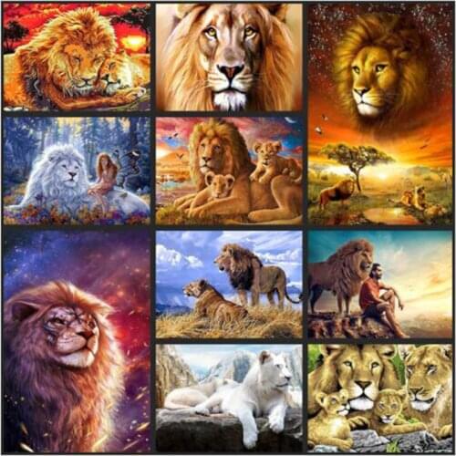 2018 DIY Round Rhinestone Diamonds Embroidery lion lovers Diamond Mosaic Needlework Diamond Painting Cross-stitch Crafts
