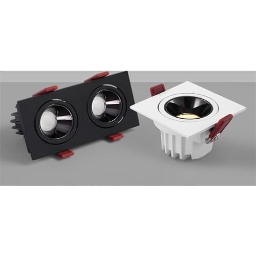 2020 dimmable anti-glare LED recessed downlight 5W 7W 12W ceiling spotlight AC 110V/220V angle adjustable square spotlight