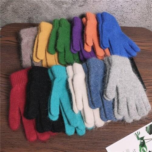 2021 Elastic Full Finger Gloves Warm Thick Cycling Driving Fashion Women Men Winter Warm Knitted Woolen Outdoor Gloves