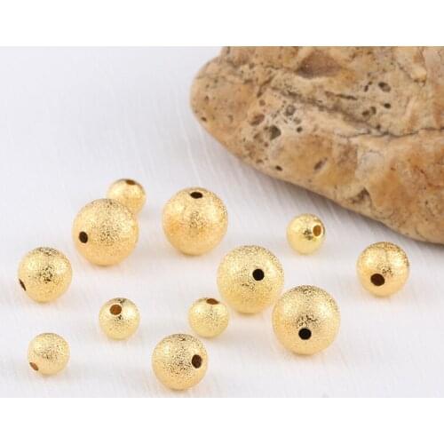 4mm Matte Gold Color Round Ball Copper Loose Spacer Beads for Jewelry Making Bracelet Earrings DIY Craft Findings