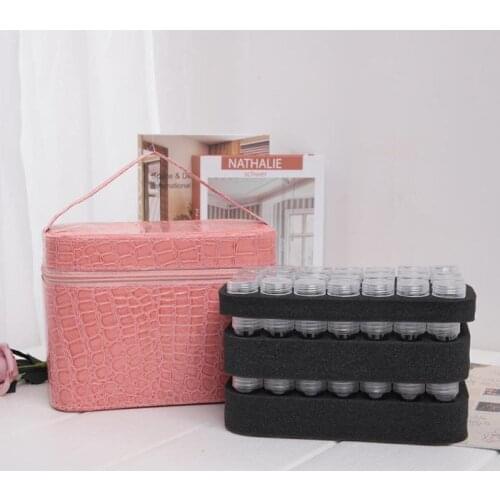84 Bottles PU Leather Diamond Painting Charms Rhinestones Tool Storage Bag Case Organizer Beads Diamond Embroidery Storage Box