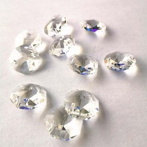 Free Shipping 100pcs/lot 16mm glass crystal octagon beads in 2 holes for chandelier parts,beads curtain accessories decoration