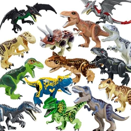 Kids Toys Jurassic Dinosaur World Tyrannosaurus Rex Tyrannical Dino Park Velociraptor T-Rex Dragon Big Figure building blocks