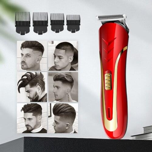 Kemei Rechargeable Electric Hair Clipper Carbon Steel Blade Strong Power Hair Detachable Cutter Head Trimming Cordless Machine