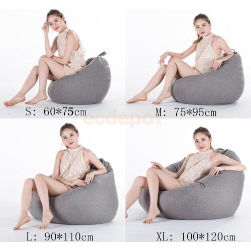 Fityle Extra Large Bean Bag Sofa Chair Covers Replacement Comfy Beanbag Without Filling Lounger Seat Tatami Furniture 90*110cm