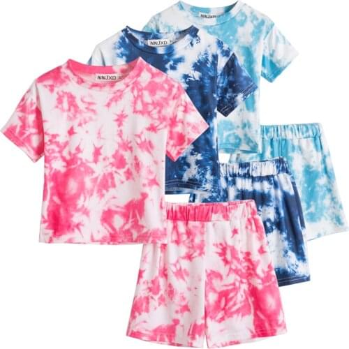 Girls Boys Kids Clothes Summer Flower Print Outfits Children Girls Clothing Cotton T-Shirt+Short Pants Infant Girls Casual Wear