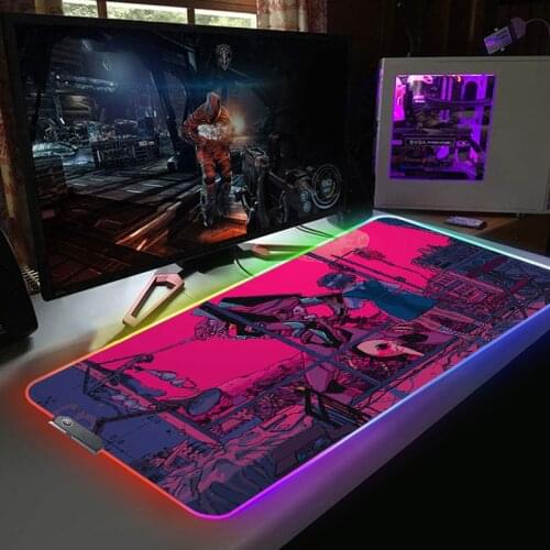 Evangelion Anime Gaming RGB Mouse Pads Laptop White Gamer Mause Ped LED Light Mousepad Keyboard Non-slip Mat Computer Desk Mice
