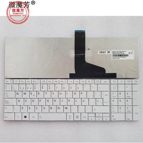 "NEW Spanish SP Keyboard For TOSHIBA C850 C855D C850D C855 C870 C870D C875 P850 L850 L875 L875D L950 L950D L955 L955D SP white "