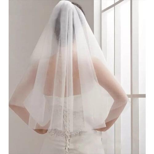Short Tulle Wedding Veils Cheap 2023 White Ivory Bridal Veil for Bride for Mariage Wedding Accessories
