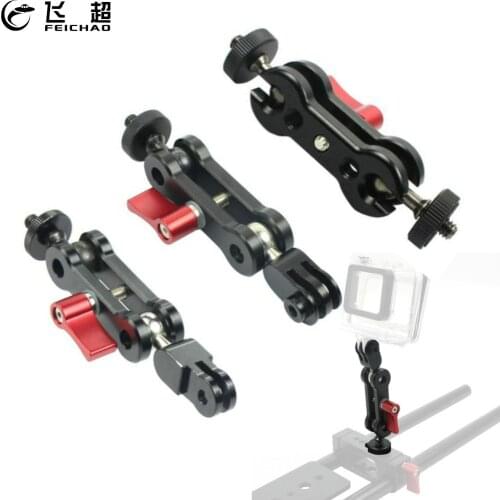 Magic Arm Tripod Mount 1/4 Adapter Dual Head Pivot Activity Connector 360 Rotation Aluminum for GoPro Hero 9 8 7 Action Camera