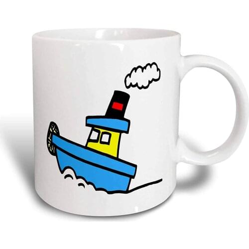 "Cute Blue Tug Boat" Mug 11 oz