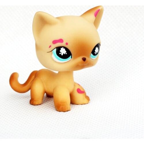 LPS CAT Rare animal pet shop toys standing original short hair cat #816 old real yellow kitty figure toys for children