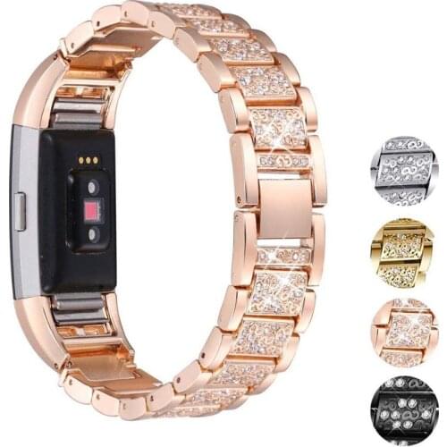 Metal Strap For Fitbit Charge 2 Band Rhinestone Stainless Steel Replacement Bracelet Watch Band For Fit bit Charge 2