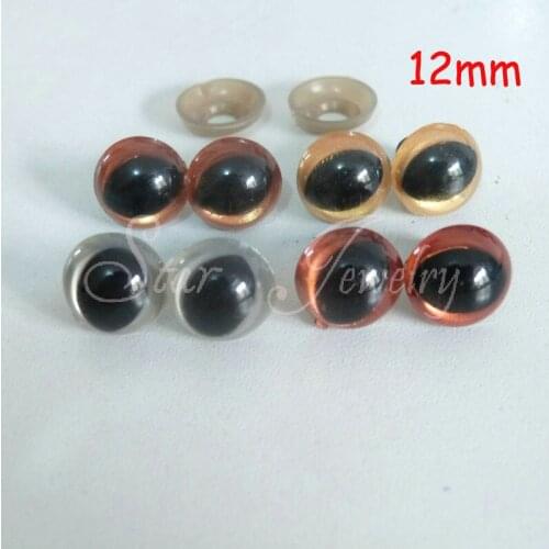 12mm four mixed colors plastic safety toy cat eyes with soft washer