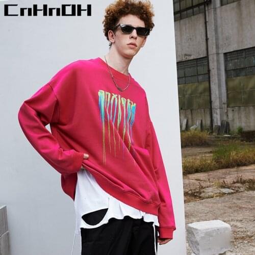 CnHnOH New Arrival Oversize Bluza Męska Loose Long-Sleeved Mens Streetwear Sudadera Hombre Colorful Letter Anxiety Hoodies 9826