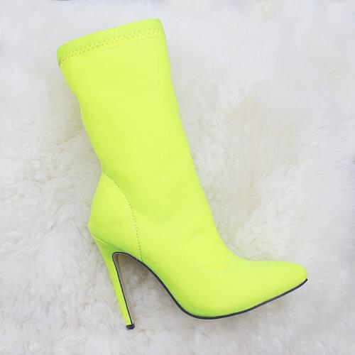 2019 Autumn/Winter Candy Color Boots Europe Womens Shoes Boots Elastic Fabric Pointed Thin Heel Socks Super High Heels Boots