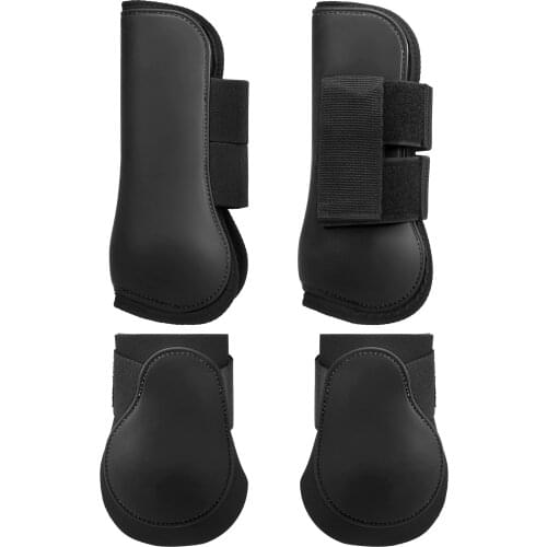 Adjustable Neoprene Horse Leg Boots Set Equine Front Leg Guard Hind Boots Neoprene Horse Hock Protectors Equestrian Equipment