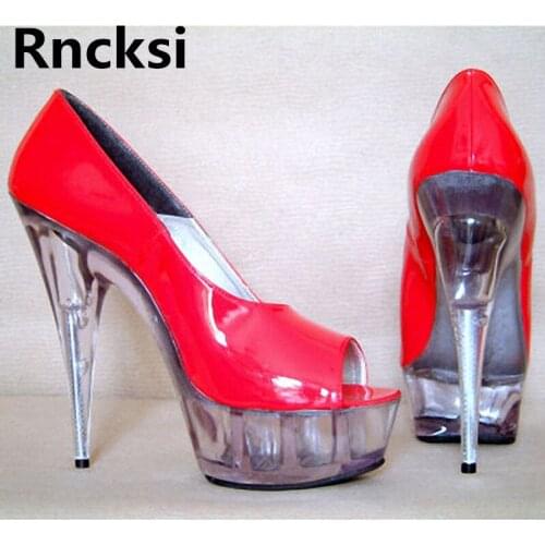 Rncksi Slip On Peep Toe New Women High-Heeled Platform Pole Dance Shoes Fashion Shoes Stiletto 15cm Heel Ankle Womens Pumps