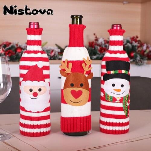 Christmas Wine Bottle Cap Bag Home Decoration Storage Bag New Year Products Home Table Set Christmas Gift Santa Claus Bottle Cap