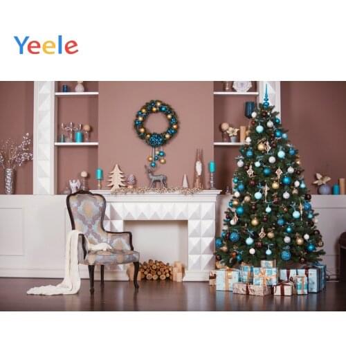 Christmas Fireplace Chair Wreath Wooden Board Home Decor Backdrop Photography Custom Photographic Background For Photo Studio