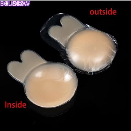 Sexy Silicone Rabbit Nipple Bra Adhesive Strapless Bralette Invisible Bra for Womens Swimsuit Super Push up Intimates