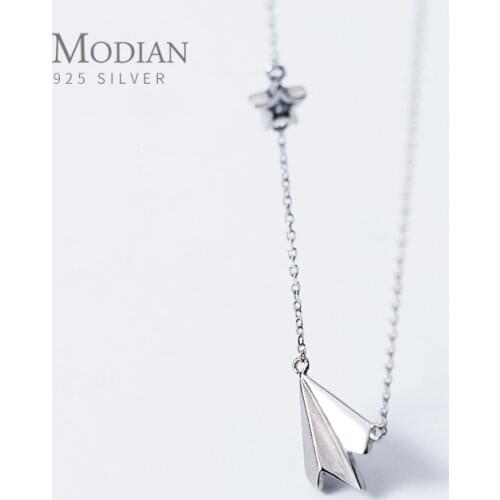 Modian Exquisite Charm Simple Paper Aircraft Necklace Pendant For Women Real 925 Sterling Silver Trendy Fine Jewelry Bijoux