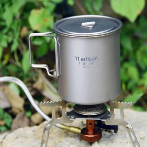 Titanium Drinking Mug Water Cups with Scale Marks 650ml Outdoor Cooking Pot Tiartisan Drinkware for Tea Coffee Water Cup Ta8312