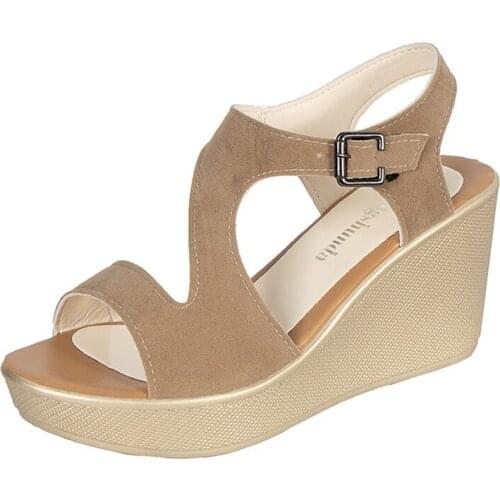 New Rome Style Slingback Sexy Sandals For Women High Heel Wedges 8CM Pumps Summer Flock Shoes Party Wedding Gladiator Sandalias