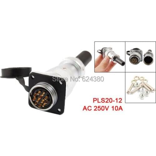 Waterproof 12 Pins 12P Electric Deck Circular Aviation Connector Adapter Plug 10A 250V AC PLS20-12