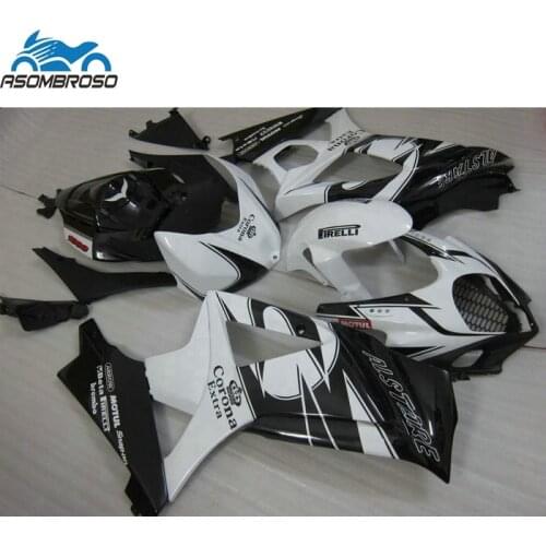 High quality bodywork Fairing kit for SUZUKI K7 GSXR 1000 2007 2008 black white plastic racing gsxr1000 fairings FM39