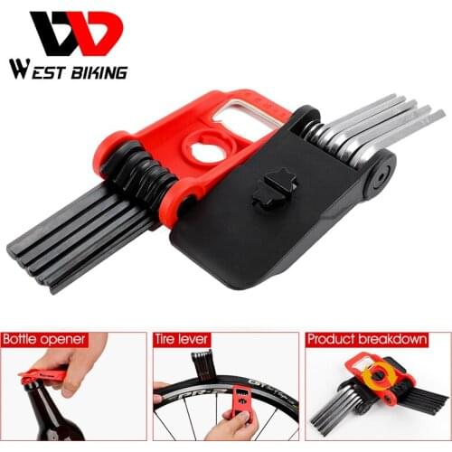 WEST BIKING 16 in 1 Bicycle Tools Kit Multi-Function Cycling Repair Hex Allen Wrench Bottle Opener Tire Lever Bike Repair Tool