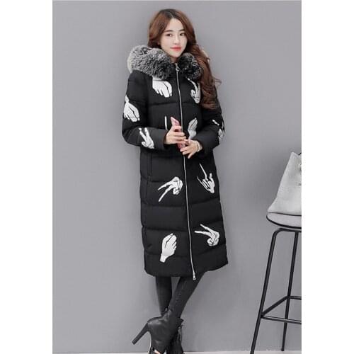 2020 New White Duck Down Jacket Long Women Parka Fur Collar Hooded Warm Winter Coat Female Jackets Abrigos Mujer WXF402