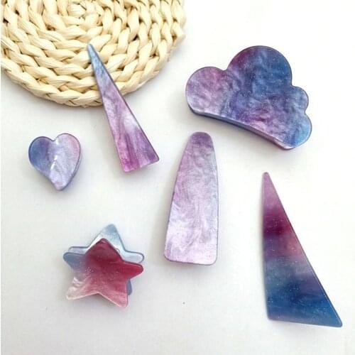 2019 New Women Girls Cute Acetate Starry Colorful Geometric Hair Clips Hairpins Hair Claws Barrettes Headbands Hair Accessories