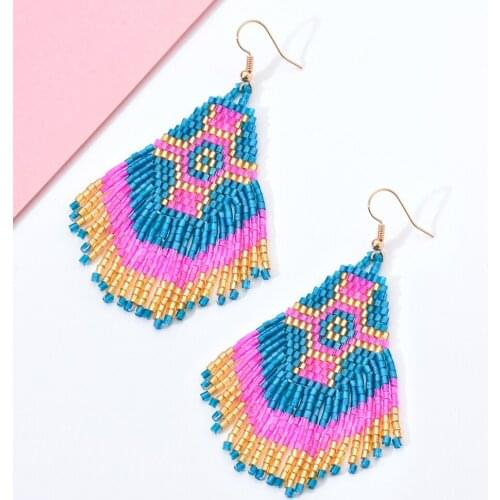 ZMZY Earrings Hanging Earring Women Boho Brincos Tassel Jewelry Earings Statement Boucle d'oreille Fashion Seed Beads Handmade