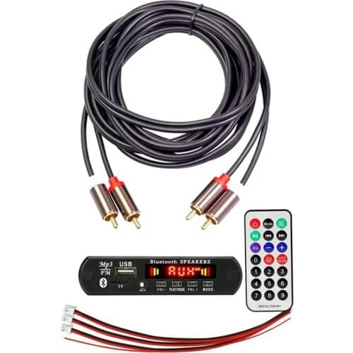 1 Pcs 2RCA To 2 RCA Male To Male Audio Cable Gold-Plated RCA Audio Cable & 1 Set Bluetooth 5.0 MP3 Decoder Board