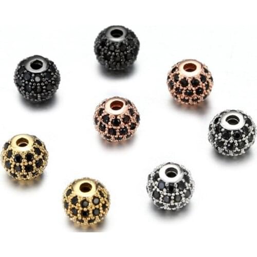 10mm Round micro pave cz cubic zirconia spacer beads Brass Copper Metal Crystal bracelet necklace het4 Jewelry Findings