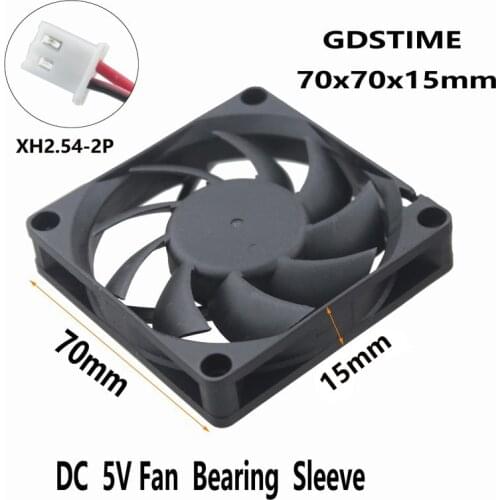 2 Pieces Gdstime DC 5V 2Pin 7015 70mm x 15mm Brushless Motor Cooler Computer Case Heatsink Cooling Fan 70x70mm 7cm