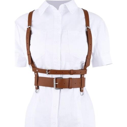 2021 Fashion Sexy Punk Faux Leather Harness Body Waist Belt Fashion Harness For Women Handmade Straps Suspender