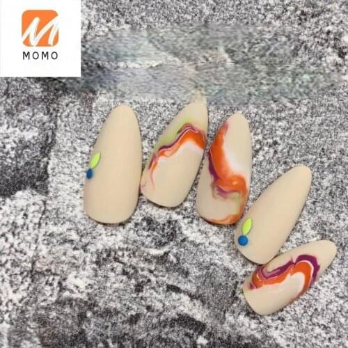 248 Wearable Removable Matte Nude Fluorescent Flowing Color Blooming UV Nail Finished Product Nail Stickers Fake Nail Tip