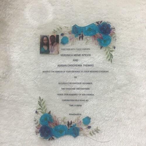 50pcs popular wedding favor decoration elegant laser cut invitation card design blue flower wedding cards for sale with box