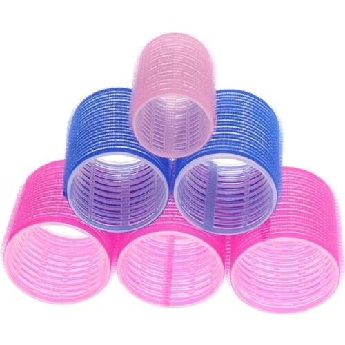 6pcs Adhesive Hair Rollers DIY Magic Hair Curlers Self Grip Holding Rollers Hairdressing Curlers Hair Styling Supply Beauty Tool
