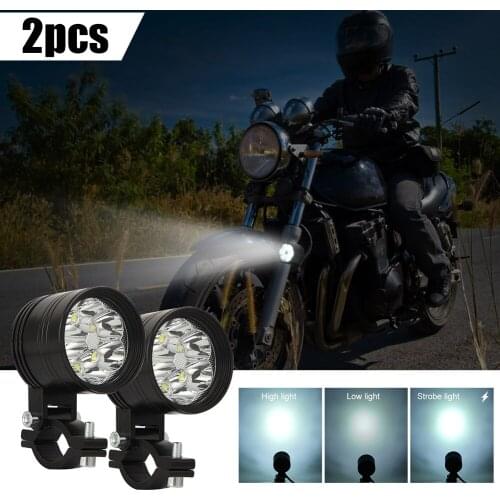 60W High Power Led Light Motorcycle Spotlight Front Headlight E-Bike 6-Leds Spot Fog Driving Lights 12V High Low Beam Strobe