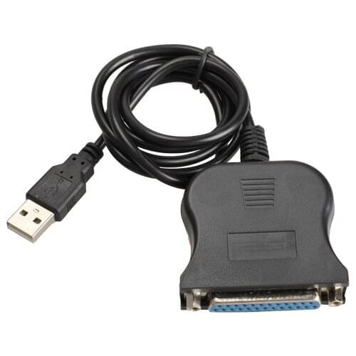 A Ausuky New USB 1.1 to DB25 Female Port Print Converter Cable LPT Black -15
