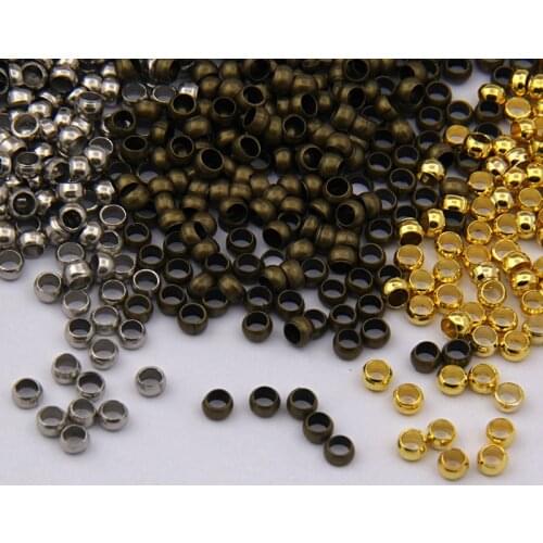 Aclovex 200pcs/lot Dia 2mm 3 mm Metal Copper Crimp End Beads Spacer Beads Gold Silver Color Stopper Beads for Diy Jewelry Making