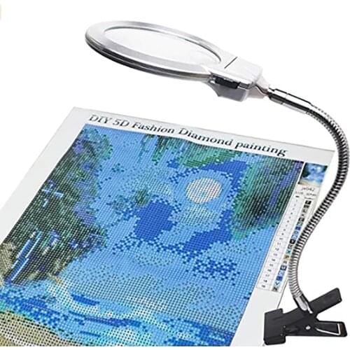 5D Diamond Painting Magnifying Glass LED Lamp for Diamond Art with 4X and 6X LED Magnifying Glass Diamond Painting Tools