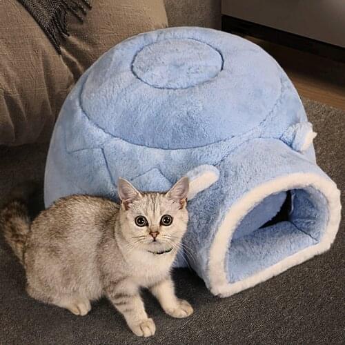 Pet Cat Bed Winter Warm House For Cat Puppy Pet Cat Baske Round Cushion Bed Pet Accessories