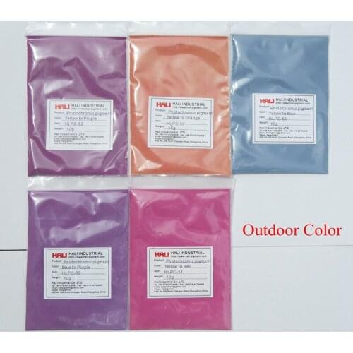 Double color photochromic pigment,sunlight sensitive powder,5 colors a lot;1lot=10gram*5colors,total 50gram;free