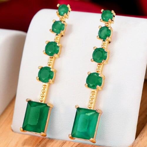 GODKI 40mm Luxury Geometry Design Full Mirco Paved Colorful Cubic Zircon CZ Wedding Drop Earring Fashion Jewelry