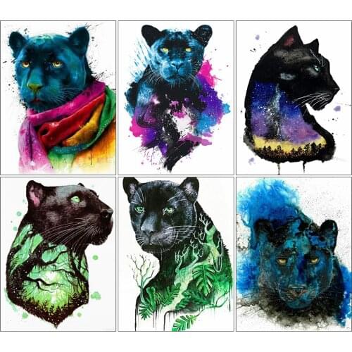 KAMY YI Animal Panther Painted Diamond Painting Landscape Cross Stitch 5D Diy Embroidery Full Diamond Mosaic Home Decoration